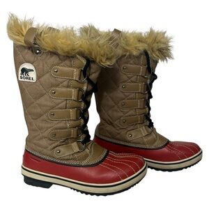 Sorel Trail Boots Autumn Bronze Quilted Waterproof 12” Tall Lace-up Wom 6/37.3